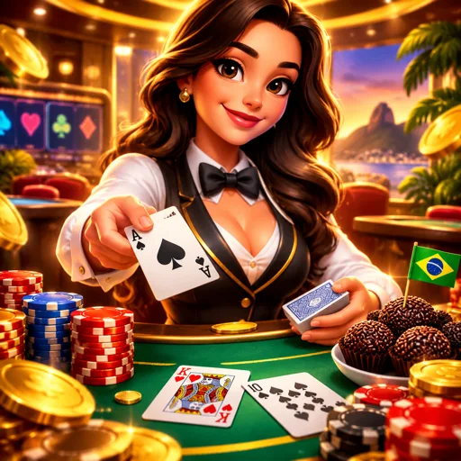 Interface da mesa de blackjack ao vivo com fichas de aposta empilhadas no feltro